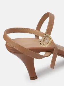 DressBerry Braided Design Ankle Loop Slim Heel Sandals