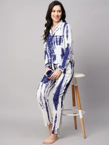 DRAPE IN VOGUE Women 2 Pieces Tie & Dye Printed Night suit