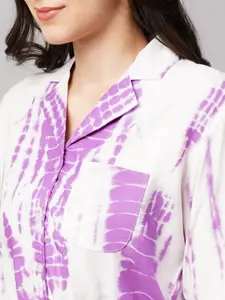 DRAPE IN VOGUE Women 2 Pieces Tie and Dye Printed Night suit