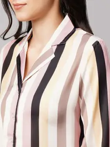 DRAPE IN VOGUE Women 2 Pieces Striped Satin Night suit