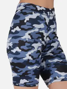 IMPERATIVE Women Camouflage Printed Skinny Fit High-Rise Sports Shorts