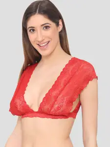 N-Gal Non-Padded Floral Lace Anti-Odour Bralette Bra NRBR05-Red