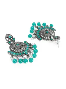 OOMPH Oxidised Floral Chandbalis Earrings