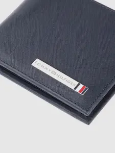Tommy Hilfiger Men Navy Blue Leather Two Fold Wallet