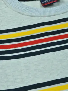 Gini and Jony Boys Round Neck Striped Printed Sweatshirt