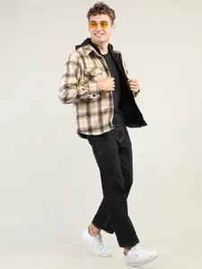 Dlanxa Men Checked Hooded Overcoat