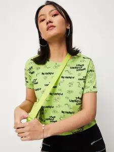 max Women Typography Printed Pure cotton T-shirt