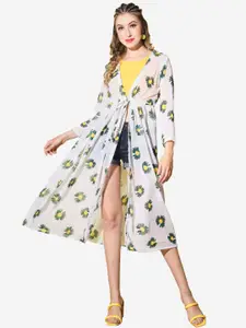 BUY NEW TREND Women Georgette Floral Printed Longline Shrug