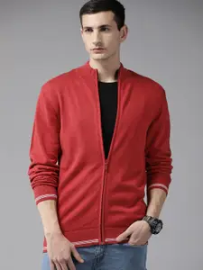 Roadster Solid Center Front Open Ribbed Sweater