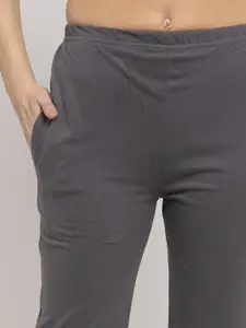 Claura Women 2 Pieces Typography Printed Pure Cotton Night Suit