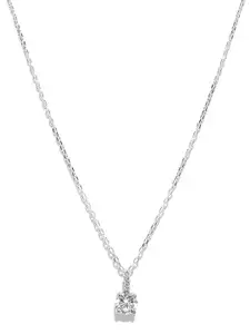 Clara 925 Sterling Silver Rhodium-Plated CZ Studded Pendant With Chain