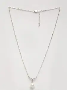 Clara 92.5 Sterling Silver Rhodium-Plated & Pearl Studded Pendant With Chain