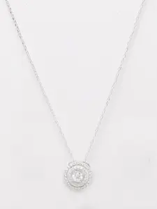 Clara 925 Sterling Silver Rhodium-Plated CZ Studded Pendant with Chain