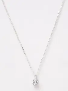 Clara 925 Sterling Silver Rhodium-Plated CZ-Studded Pendant With Chain