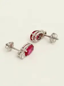 Clara Rhodium-Plated Contemporary Studs Earrings