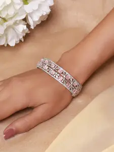 Jazz and Sizzle Women American Diamond Silver-Plated Bangle Style Bracelet