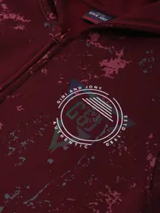 Gini and Jony Boys Abstract Printed Fleece Open Front Sweatshirt