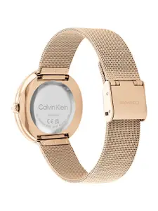 Calvin Klein Women Twisted Bezel Bracelet Style Analogue Watch 25200013-Gold