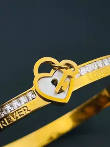 ZIVOM Women 18K Gold-Plated Cubic Zirconia Bangle Style Bracelet