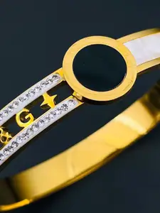 ZIVOM Women 18K Gold-Plated Cubic Zirconia Bangle Style Bracelet