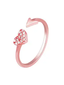 GIVA 92.5 Sterling Silver Rose Gold-Plated CZ-Studded Finger Ring