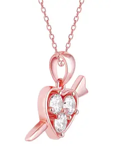 GIVA  925 Sterling Silver Rose Gold Plated CZ-Studded & Symphony -Charm Pendant With Chain