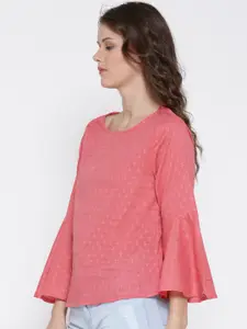 Sera Self Design Bell Sleeve Pure Cotton Top