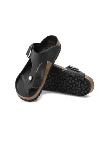 Birkenstock Gizeh Big Buckle Black Regular Width Oiled Leather Thong Sandals