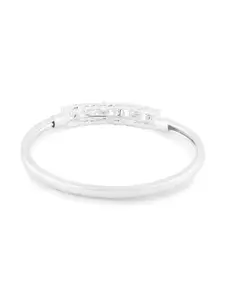 AMI Women Brass Cubic Zirconia Silver-Plated Kada Bracelet