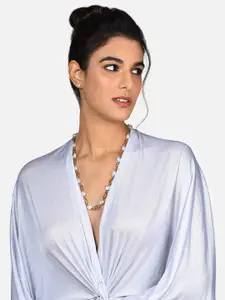 AMI Women Silver-Plated Beaded Necklace and Earrings