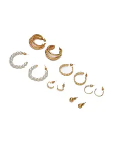 OOMPH Set of 6 Gold-Plated Contemporary Hoop Earrings