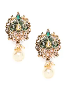 OOMPH Peacock Shaped Drop Earrings