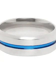 OOMPH Men Silver-Plated Matte Finish Tungsten Band Finger Ring