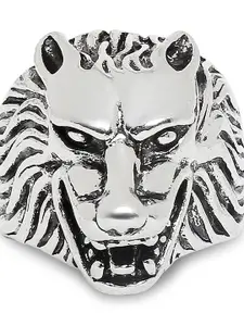 OOMPH Men Stainless Steel Vintage Gothic Wild Wolf Biker Finger Ring