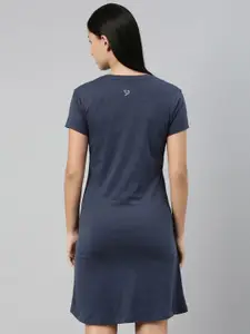 TWIN BIRDS Typography Pure Cotton Printed Nightdress