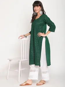 KALINI Women Ethnic Motifs Embroidered Sequined Cotton Kurta