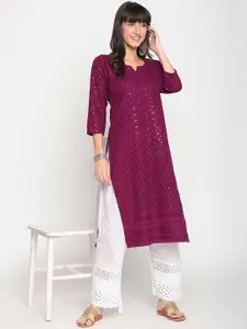 KALINI Ethnic Motifs Embroidered Cotton Kurta