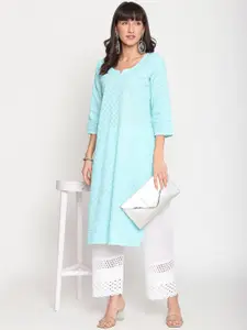 KALINI Women Ethnic Motifs Embroidered Sequined Cotton Kurta