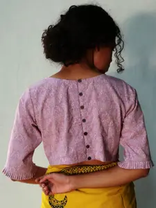 Chidiyaa Printed Cotton Saree Blouse