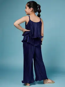 pspeaches Girls Self Design Sleeveless Top with Palazzos