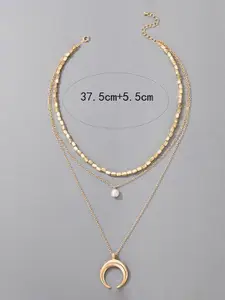 Jewels Galaxy Brass Gold-Plated Layered Necklace