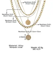 Jewels Galaxy Women Set of 5 Gold-Plated Necklace