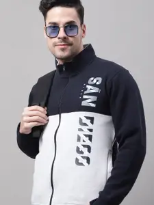 Cantabil Men Colourblocked Front-Open Knitted Sweatshirt