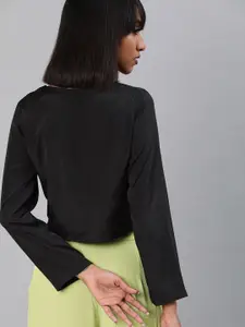 Sera V-Neck Waist Tie-Ups Crepe Shirt Style Casual Top