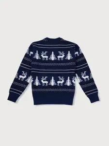 Gini and Jony Boys Printed Woolen Pullover