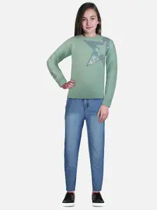 Gini and Jony Girls Embellished Woolen Pullover