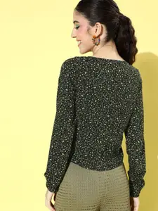 Sera Floral Printed Sweetheart Neck Crop Top