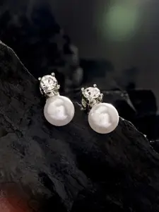 Shining Diva Fashion Silver-Plated Contemporary Studs Earrings