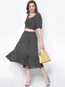 Sera Women Printed Top and Flared Skirt Co-Ords