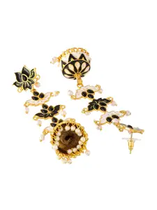 Silvermerc Designs Gold Plated Contemporary Jhumkas Earrings